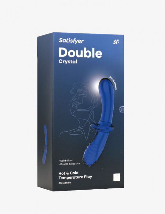 SATISFYER Dildo Doble Crystal Azul 12